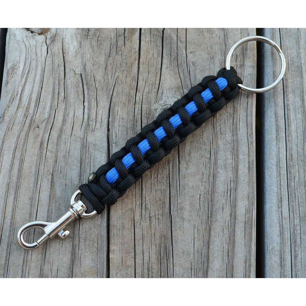 Keychain  thin blue line with ring 550 paracord